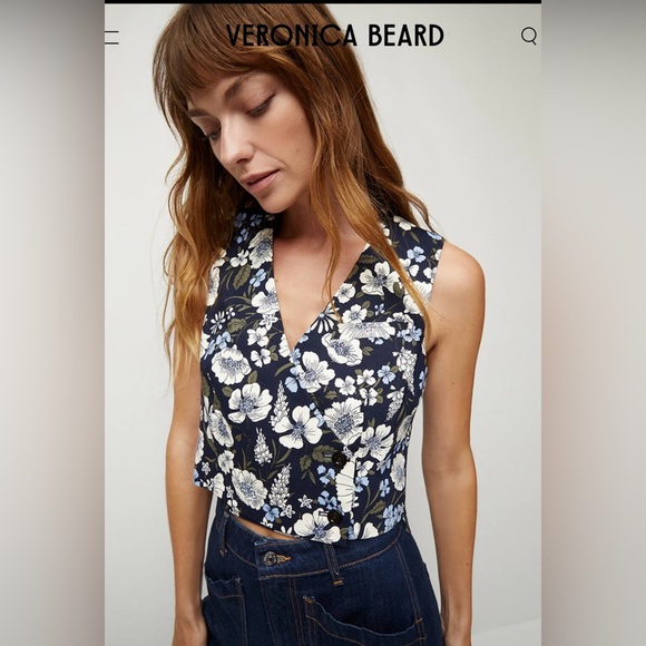 Veronica Beard Tops - NWT Veronica Beard Brinkley Floral Crop Top Size 8